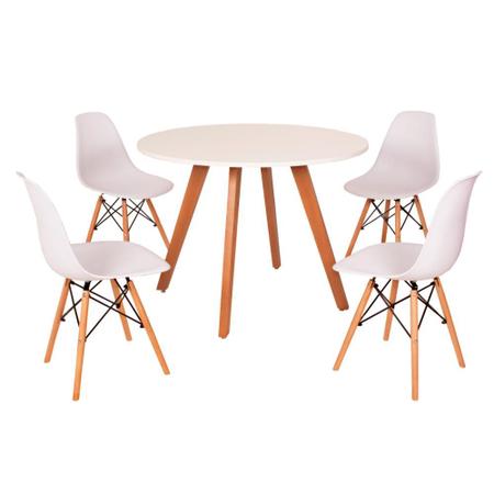 Imagem de Mesa Inês 100cm Branca + 4 Cadeiras Eames Eiffel - Branca