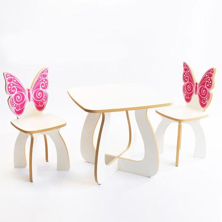 Imagem de Mesa Infantil Borboleta em MDF Kit 2 Cadeiras
