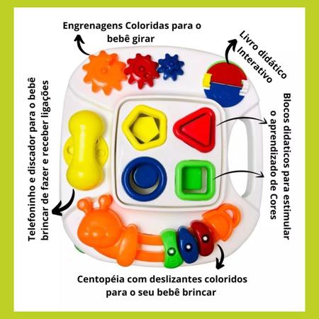 Imagem de Mesa Infantil Didática Brinquedo Educativa Bebê Estimular o Aprendizado De Cores e Formas Brincando Menino Menina
