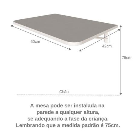 Imagem de Mesa Infantil Dobrável 60cm com Canto Arredondado Branco