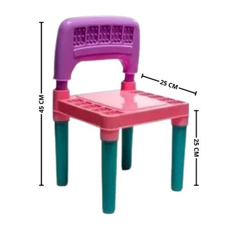 Imagem de Mesa Infantil Educativa  Didática Conjunto Mesa e 2 Cadeiras Recreação Plástico Colorida Atividades Estudo Brincar Escola 