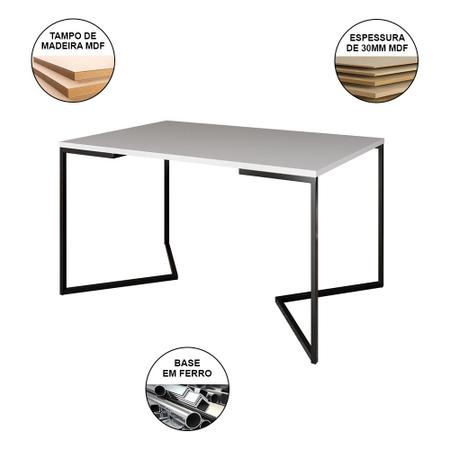 Imagem de Mesa Jantar Industrial com 4 Cadeiras Estofada Nude Médio Madeira Tampo Branco 120x75 Base V Aço Pre