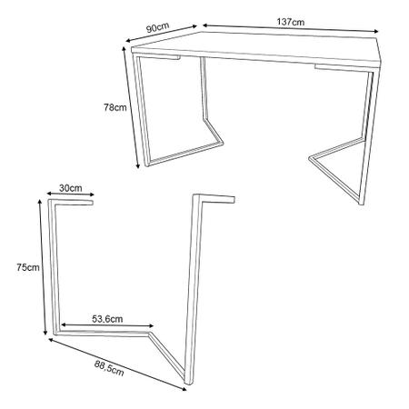 Imagem de Mesa Jantar Industrial Retangular 137x90cm Preta Base V com 6 Cadeiras Eames Eiffel Pretas Base Dour