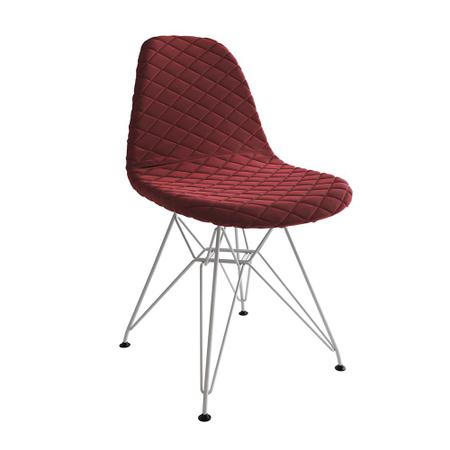 Imagem de Mesa Jantar Londres Quadrada Preta 90cm 4 Cadeiras Eames Estofadas Vermelho Ferro Branco