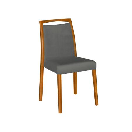 Imagem de Mesa Jantar Luxo Jade 160x90cm Off White com 4 Cadeiras Estofadas Linho Chumbo Base Madeira Maciça M