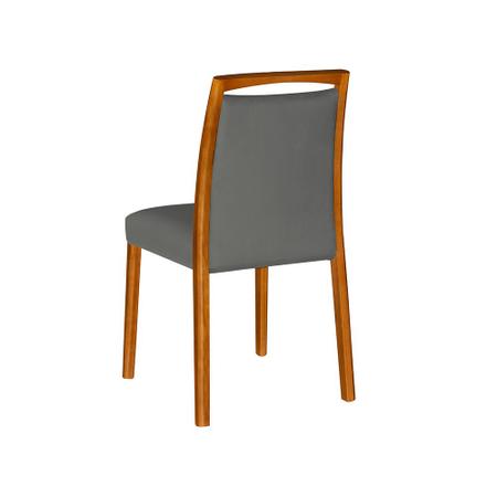 Imagem de Mesa Jantar Luxo Jade 160x90cm Preto com 6 Cadeiras Estofadas Linho Chumbo Base Madeira Maciça Mel