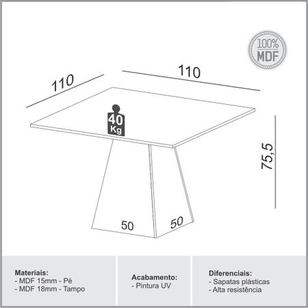 Mesa Centro Gap Off White Brilhante 140cm - 69224 - Sun House