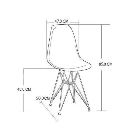 Imagem de Mesa Jantar Quadrada Com 4 Cadeiras Pretas Eames Eiffel Base De Ferro Cobre Tampo Amêndoa 90cm