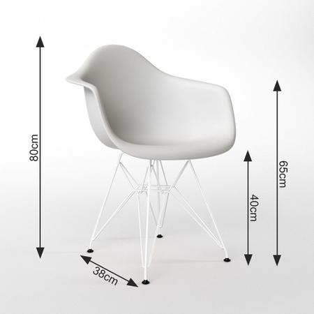 Imagem de Mesa Jantar Redonda 110cm Amêndoa Clips 3 Pés com 5 Poltronas Eames Eiffel Brancas Ferro Branco