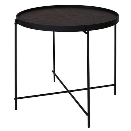 Imagem de Mesa Lateral Baixa Volpi Tampo Croco Preto Borda Laca Preta e Base Preta - 67787