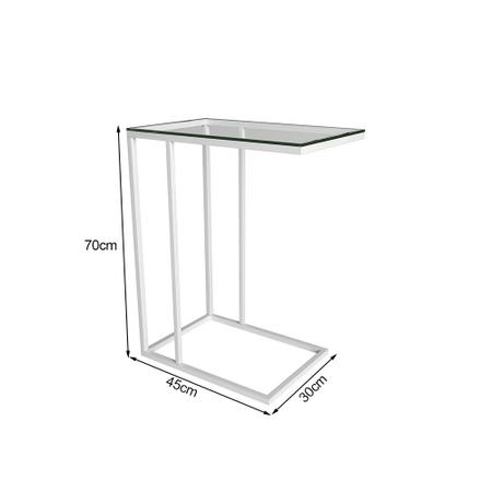 Imagem de Mesa Lateral Industrial Elena de Vidro Base Ferro Off White