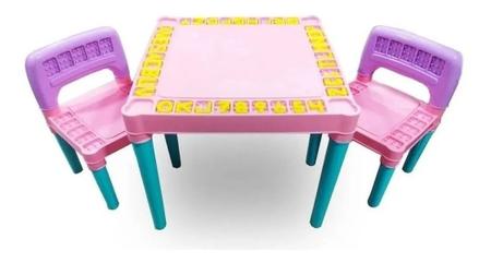 Imagem de Mesa Mesinha Didatica Infantil Com 2 Cadeiras