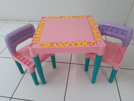 Imagem de Mesa Mesinha Didatica Infantil Com 2 Cadeiras