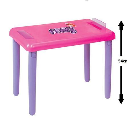 Imagem de Mesa Mesinha Infantil Com 1 Cadeira c/ Estojo  Rosa Meg Magic Toys