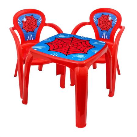 Imagem de Mesa Mesinha Infantil Com 2 Cadeiras Spider Aranha Menino