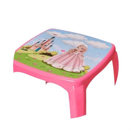 Imagem de Mesa Mesinha Infantil Rosa Princesa Com 2 Cadeiras Plástica