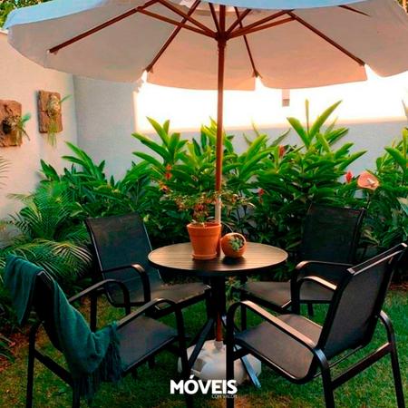 Mesa Para Área Externa, Gourmet, Jardim Com Tampo Em Alumínio Ripado - Preto - Móveis Com Valor Imagem de Mesa Para Área Externa, Gourmet, Jardim Com Tampo Em Alumínio Ripado - Preto