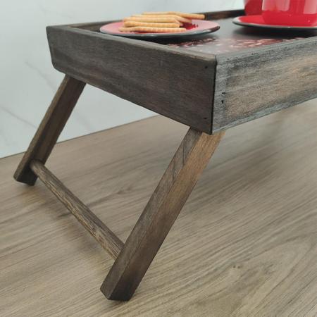 Imagem de Mesa Para Café da Manhã Bandeja de Café na Cama com Pés Retráteis Madeira Pinus Stolf