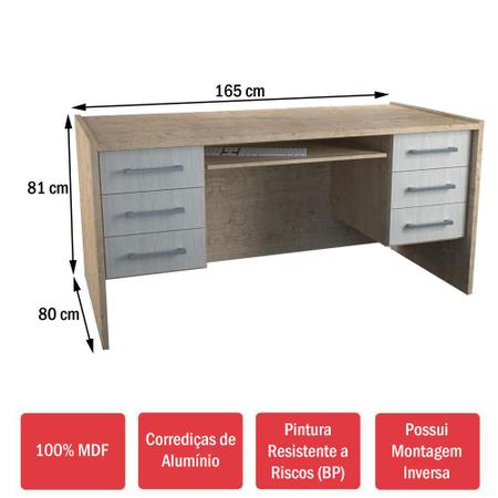 Imagem de MESA PARA Computador 6 GAVETAS 100% MDF 1291 MARFIM AREIA/BRANCO TX - FOSCARINI