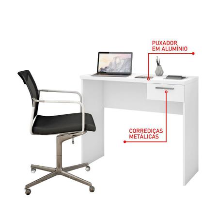 Imagem de Mesa Para Computador Escrivaninha Home Office Estudos Pequena 1 Gaveta Escritório Quarto Branca