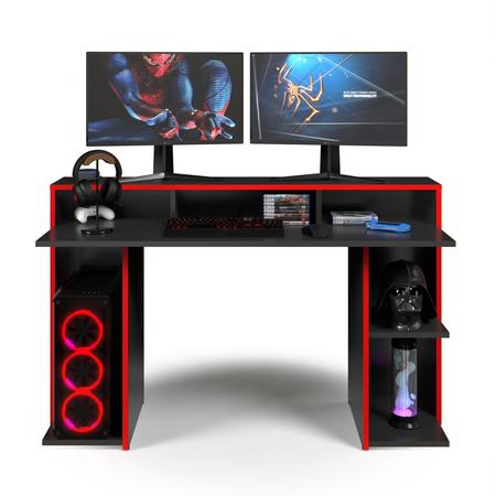 Imagem de Mesa Para Computador Escrivaninha Para PC Gamer 2 Monitores 3 Nichos E Uma Prateleira