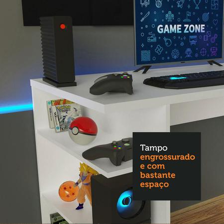 Imagem de Mesa para Computador Gamer e Painel até 58 Madesa - Branco/Preto