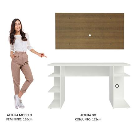 Imagem de Mesa para Computador Gamer Madesa 9409 e Painel para TV até 50 Polegadas - Branco/Rustic