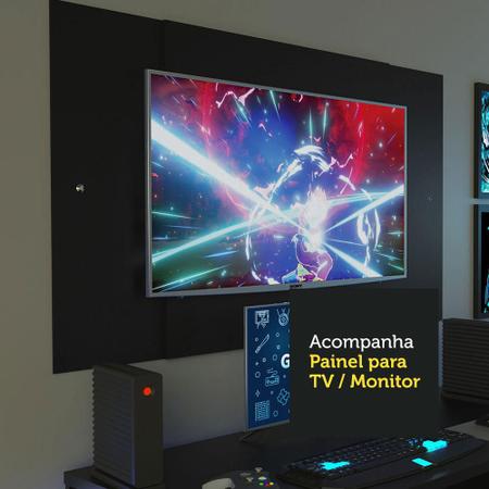 Imagem de Mesa para Computador Gamer Madesa 9409 e Painel para TV até 58 Polegadas - Preto
