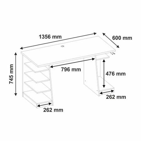 Imagem de Mesa para Computador / Gamer XP Vermelho 135x60cm com 6 Prateleiras e Gancho para HeadSet