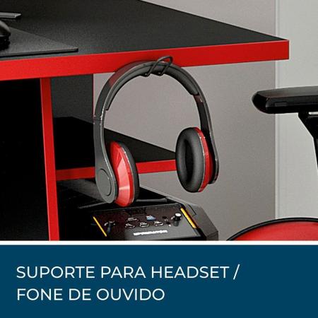 Imagem de Mesa para Computador / Gamer XP Vermelho 135x60cm com 6 Prateleiras e Gancho para HeadSet