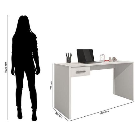 Imagem de Mesa para Computador Gávea com Gaveta e Livreiro Office com Portas Pequenas Branco Trama - Móveis Leão