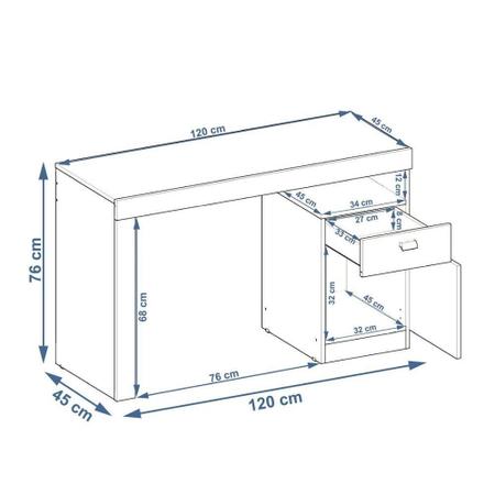 Imagem de Mesa para Computador Multiuso 1 Gaveta e 1 Porta Melissa Permobili Cinamomo