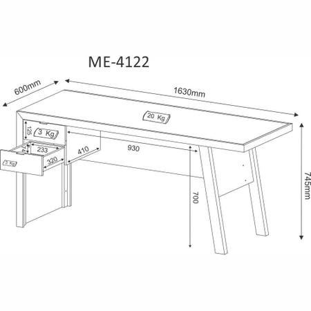 Imagem de Mesa para Escritório 1,63m 2 Gavetas Várias Cores ME4122 Tecno Mobili