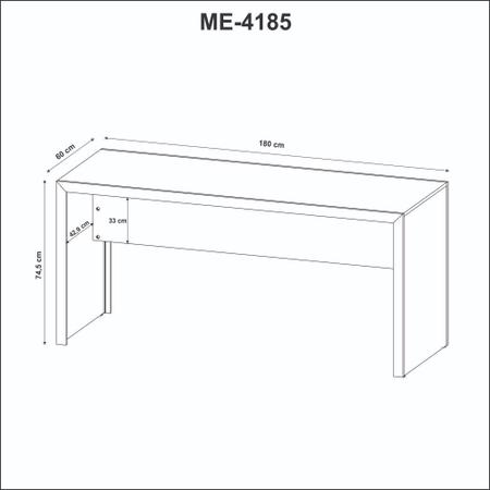 Imagem de Mesa para Escritório 180cm Tecnomobili Amêndoa - ME4185