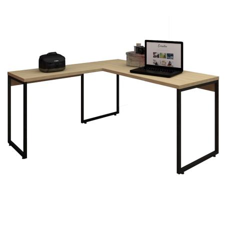 Imagem de Mesa Para Escritório e Home Office Industrial em L Soft 150 cm F01 Nature Fosco - Lyam Decor