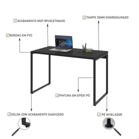 Imagem de Mesa para Escritório Office Estilo Industrial 1,20m Kuadra