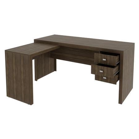 Imagem de Mesa para Home Office com 03 Gavetas Nogal -Tecno Mobili