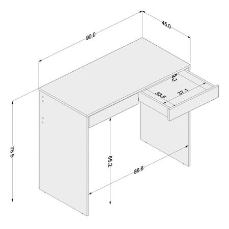 Imagem de Mesa Para Notebook Computador Escrivaninha 2 Gavetas 90cm Tijuca Preto/Cinza - Politorno