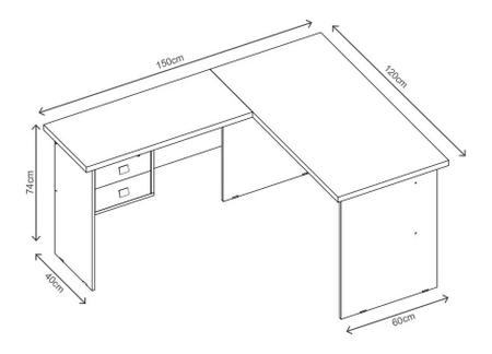 Imagem de Mesa Para Pc Em L Branca de Madeira Espaçosa Com 2 Gavetas e 1 Chave Tampo Grosso