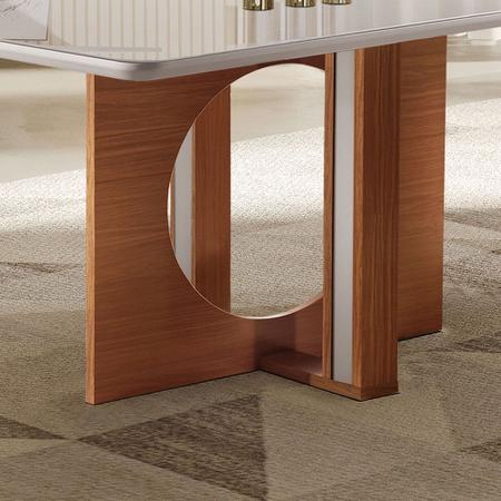 Mesa de Jantar Firenze c/ 4 Cadeiras Delta – LJ Móveis – 135×90 – Castanho  Premium / Off White