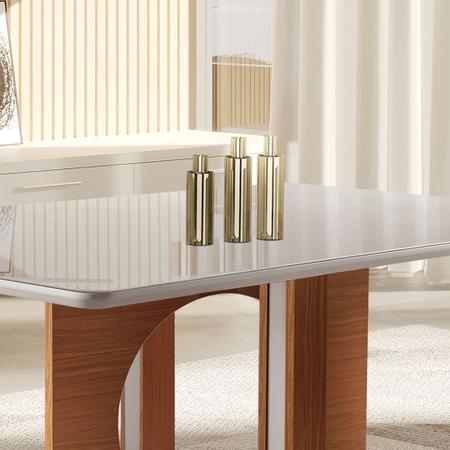 Mesa de Jantar Firenze c/ 4 Cadeiras Delta – LJ Móveis – 135×90 – Castanho  Premium / Off White