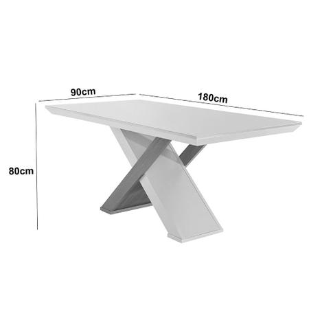 Imagem de Mesa para Sala de Jantar Carol 180cm Em MDF e Vidro canto reto