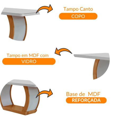 Imagem de Mesa para Sala de Jantar Milena 180cm Em MDF e Vidro Com Canto Copo