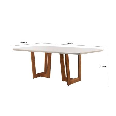 Imagem de Mesa Patros 180 cm Madeira e Vidro Mobillare