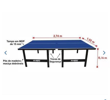 Mesa de Tênis de Mesa/Ping Pong, Medidas Oficiais, Tampo de 15 mm - 1016 -  Klopf em Promoção no Oferta Esperta