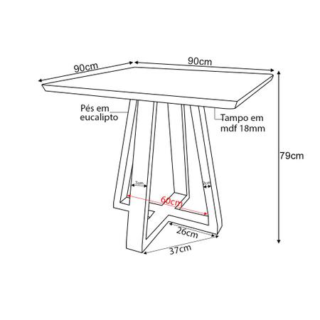 Imagem de Mesa Quadrada Jantar 90cm Manu Branca Base Madeira Maciça