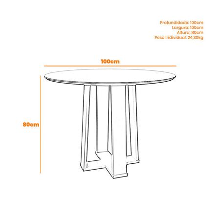 Imagem de Mesa Redonda 4 lugares Com Vidro 3mm de 117cm  Sem Cadeiras Le Mans - ÉdeCasaMóveis