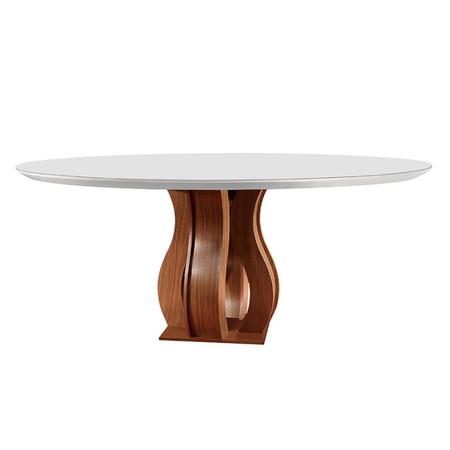 Imagem de Mesa Redonda 6 Lugares Tampo Vidro/MDF para Sala de Jantar 135cm  Nuance Yescasa