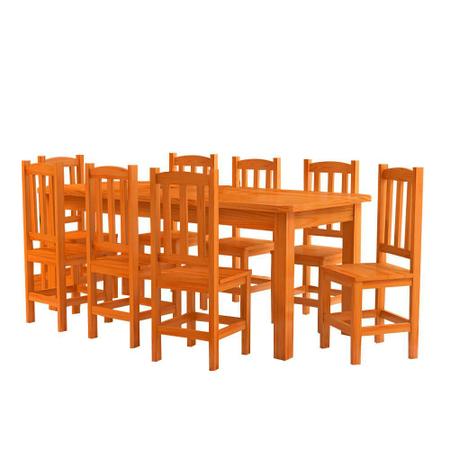 Imagem de Mesa Retangular Com 8 Cadeiras Madeira Maciça 200 x 88 Marrom Realce Shop JM