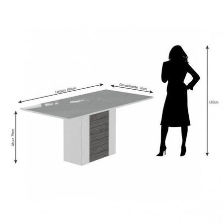 Imagem de Mesa Retangular Tampo de Vidro Rafaela 180cm Cimol